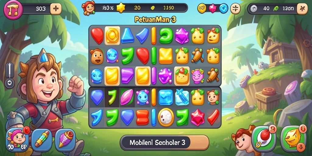 Tampilan gameplay HO3 yang seru dan menantang di Match-3.