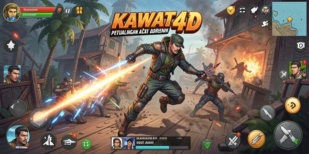 Tampilan seru dari KAWAT4D saat petualangan aksi dimainkan.