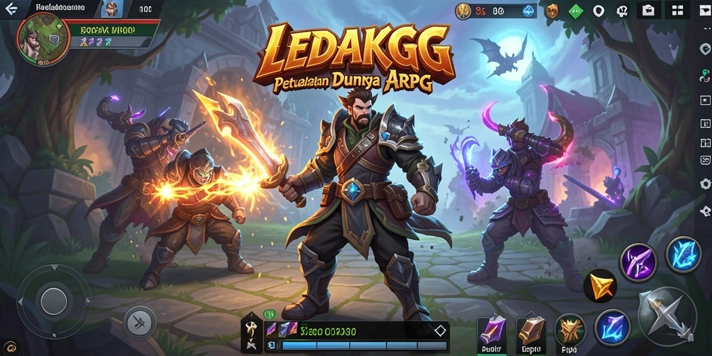 Tangkapan layar LEDAKGG menunjukkan aksi pertempuran yang mendebarkan dalam dunia ARPG.