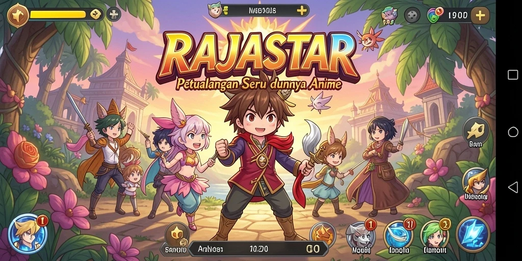 Tampilan menarik dari gameplay RAJASTAR dengan banyak karakter Anime.