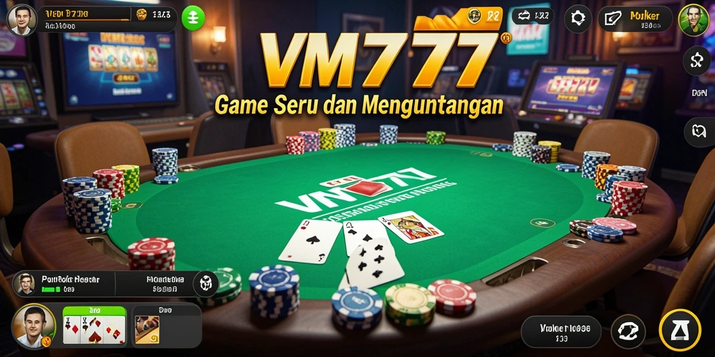 Screenshot gameplay VM777 menampilkan aksi poker yang mendebarkan.