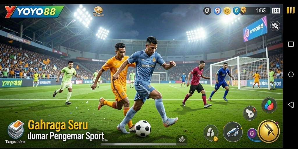 Screenshot gameplay menunjukkan momen seru dalam pertandingan olahraga.